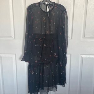 Who What Wear | Sheer Black Floral Dress Size L